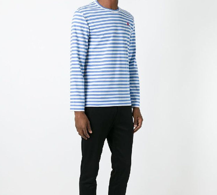 COMME des GARCONS PLAY Striped Long Sleeves Tee 'Blue White' AZ-T218-051-1