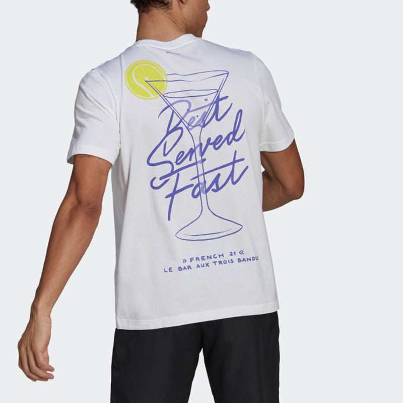 adidas Tennis Sports Back Printing Round Neck Short Sleeve White GN8056