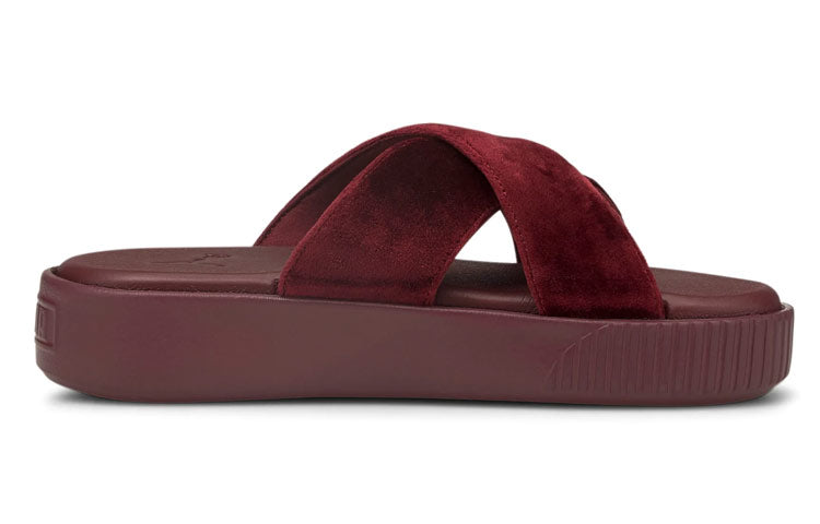 (WMNS) PUMA Platform Velvet Sippers Red 380675-01