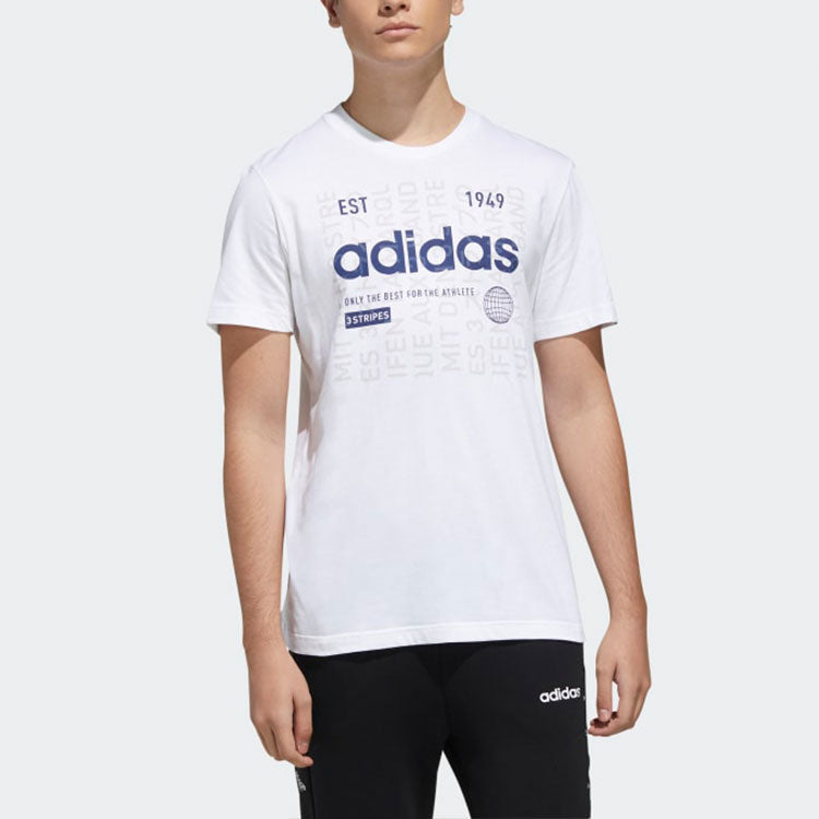 adidas Logo Printing Round Neck Casual Sports Short Sleeve White FM6279