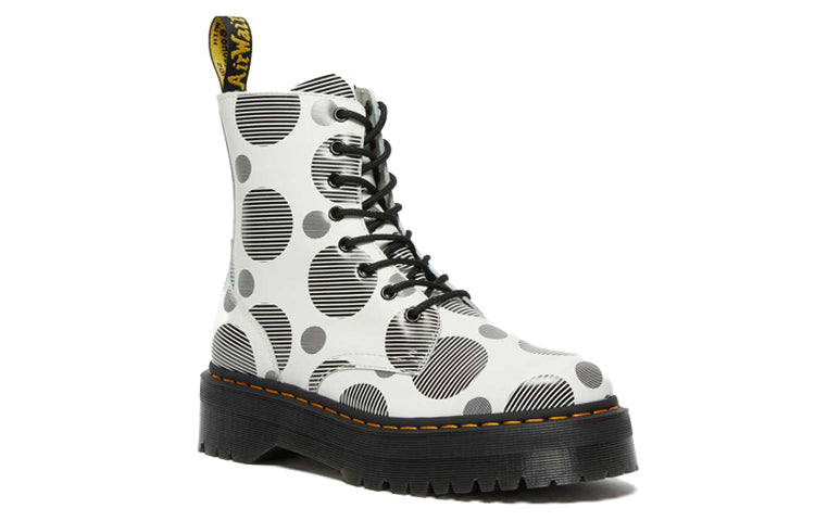 (WMNS) Dr. Martens Jadon Polka Dot Smooth Leather Platform Boots 'White Black' 26882101