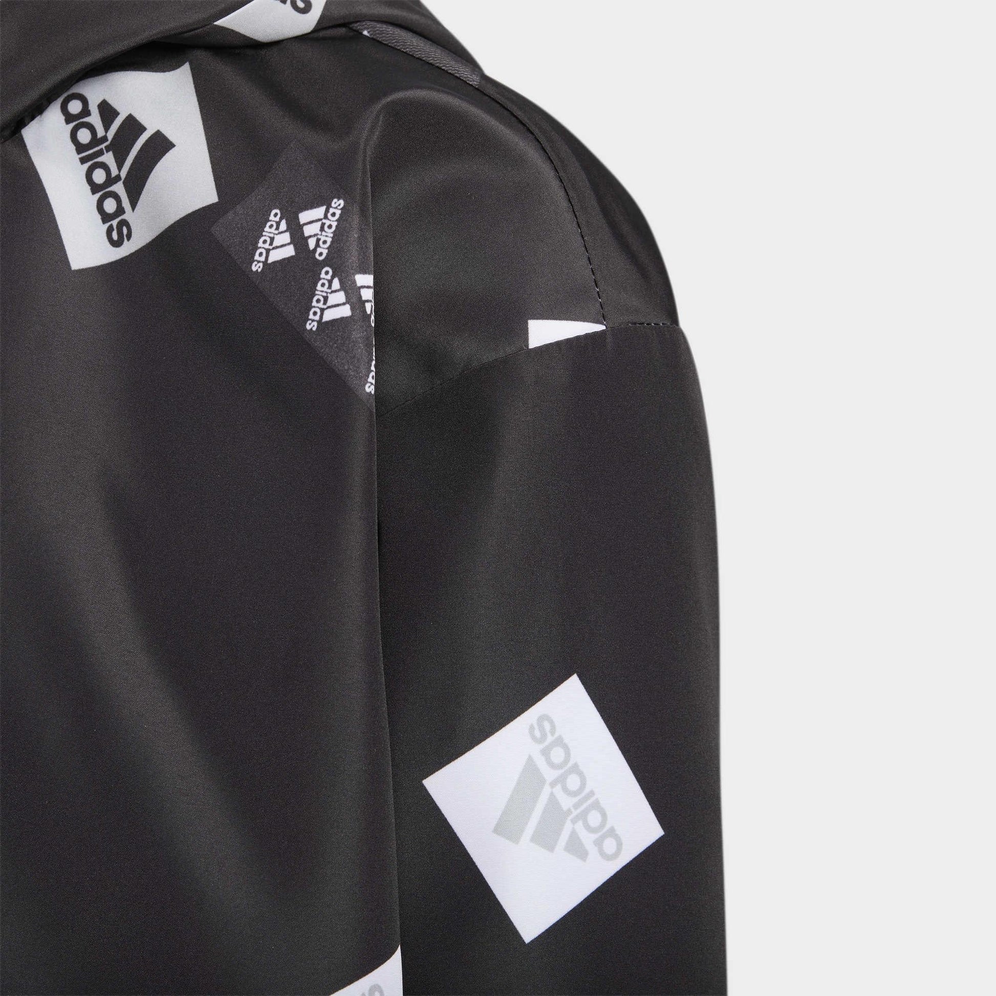 (PS) adidas Logo Hooded Jacket 'Black White' HM5272