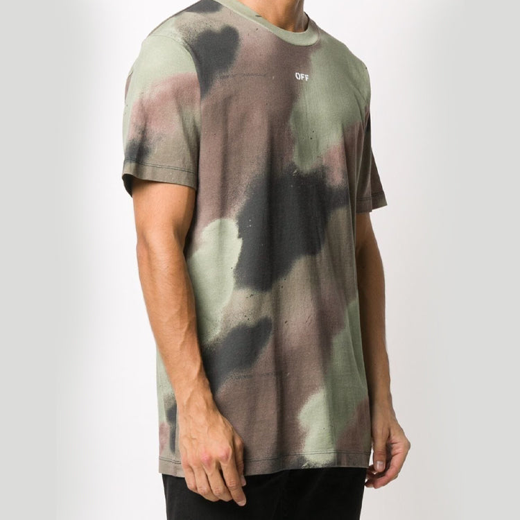 Off-White Camouflage Print Stencil Short Sleeve OMAA027E20JER0076001