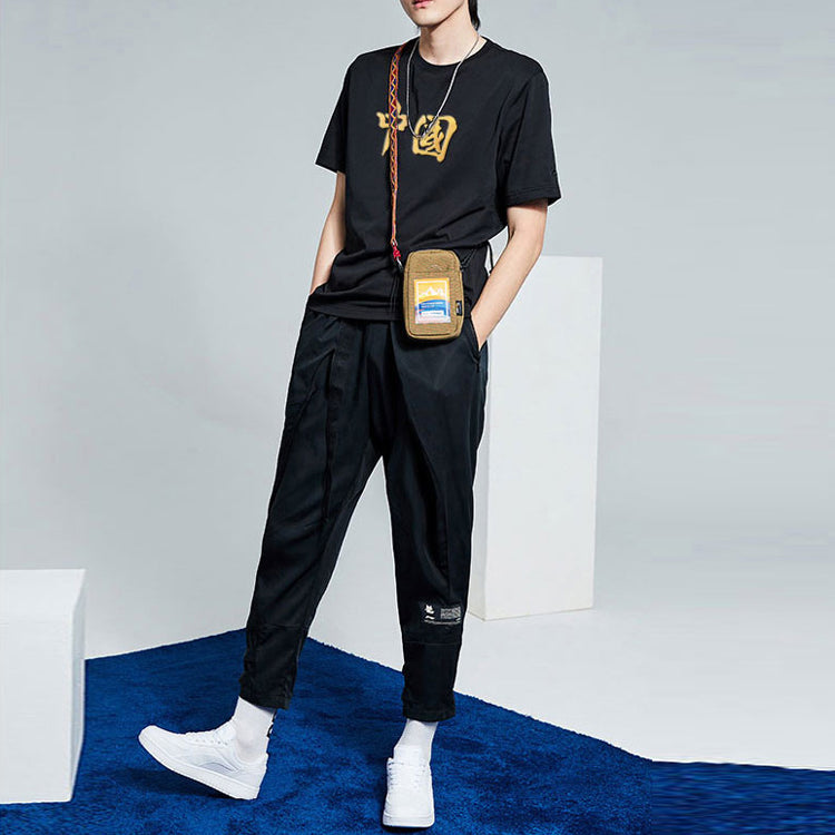 Li-Ning Printing Loose Sports Round Neck Short Sleeve 'Black' AHSS521-1