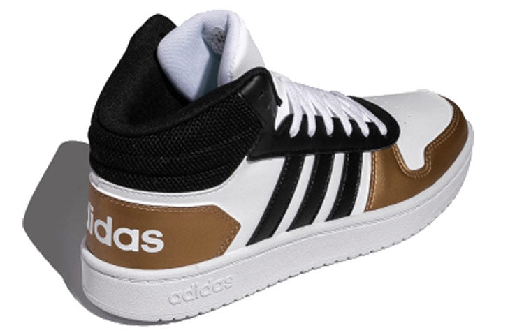 (WMNS) adidas Hoops 2.0 Mid 'Black White Gold' FW6158
