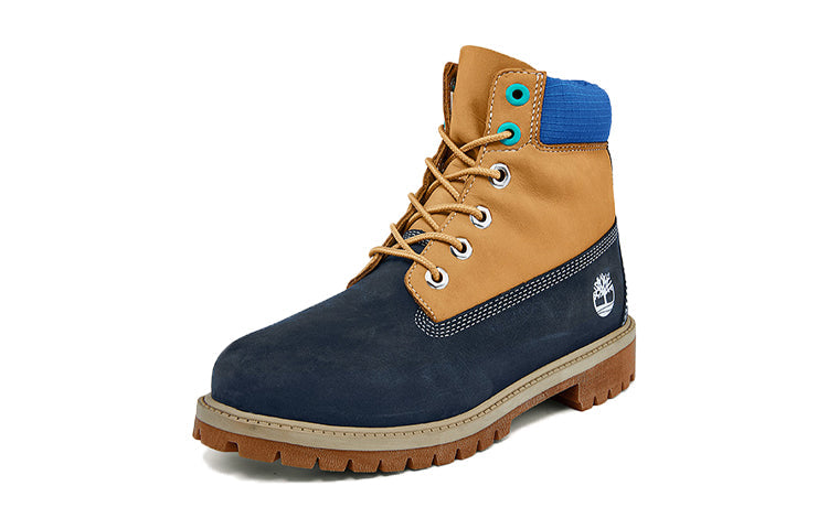 (GS) Timberland Premium 6 Inch Waterproof Boots 'Wheat Blue Navy' A2F3U