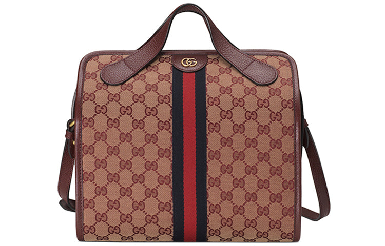 (WMNS) Gucci Logo Stripe Webbing Canvas Large Capacity travel handbag Unisex / Red Classic 565224-9Y9MT-9864