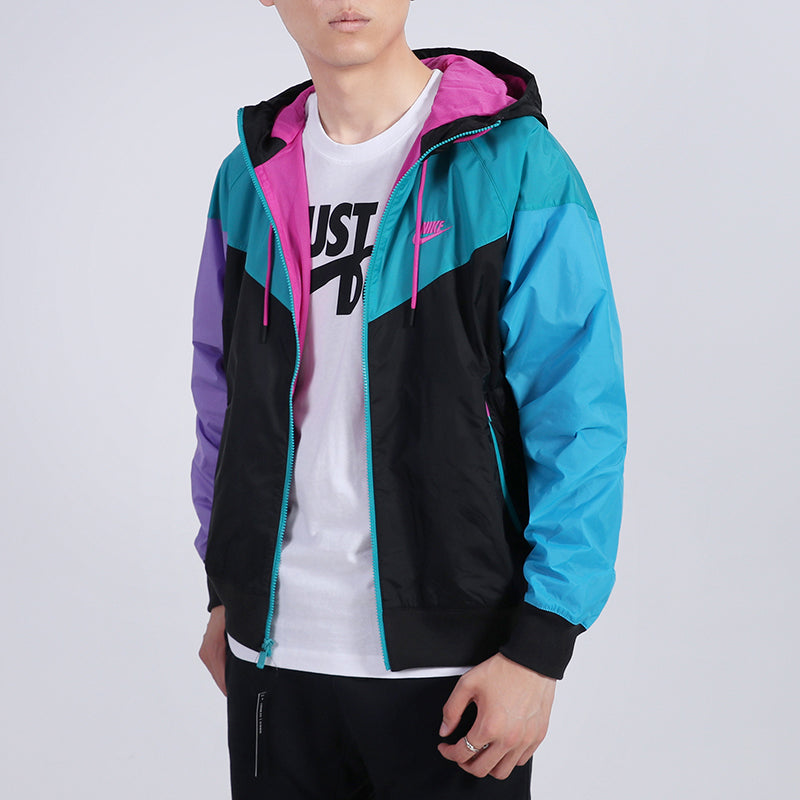 Nike Colorblock Sports windbreaker Breathable Jacket Blue AR2192-012