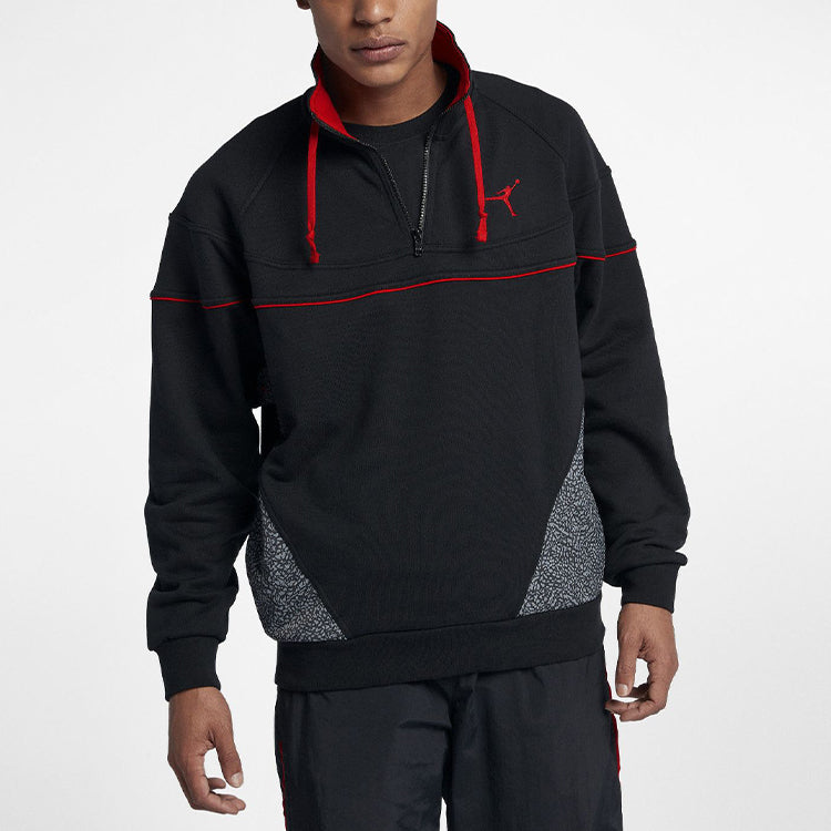 Air Jordan Retro 3 Vault Half Zipper Stand Collar Casual Sports Jacket Tops Black 914522-010