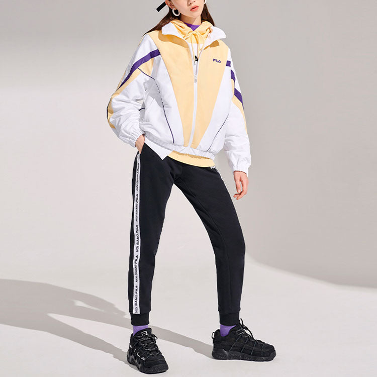 FILA FUSION Logo Printing Contrasting Colors Stand Collar Sports Jacket Yellow T11W111701F-YE