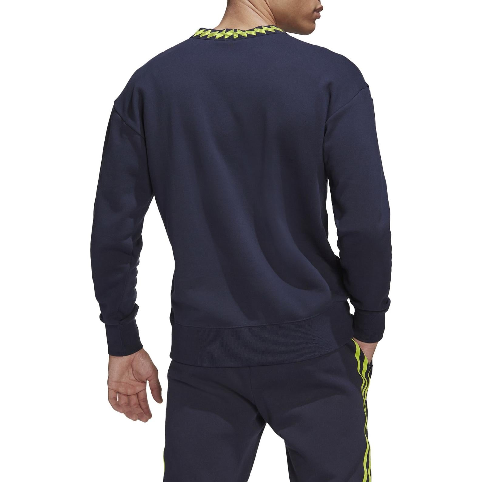 Men's adidas Solid Color Logo Athleisure Casual Sports Pullover Round Neck Blue HE6652