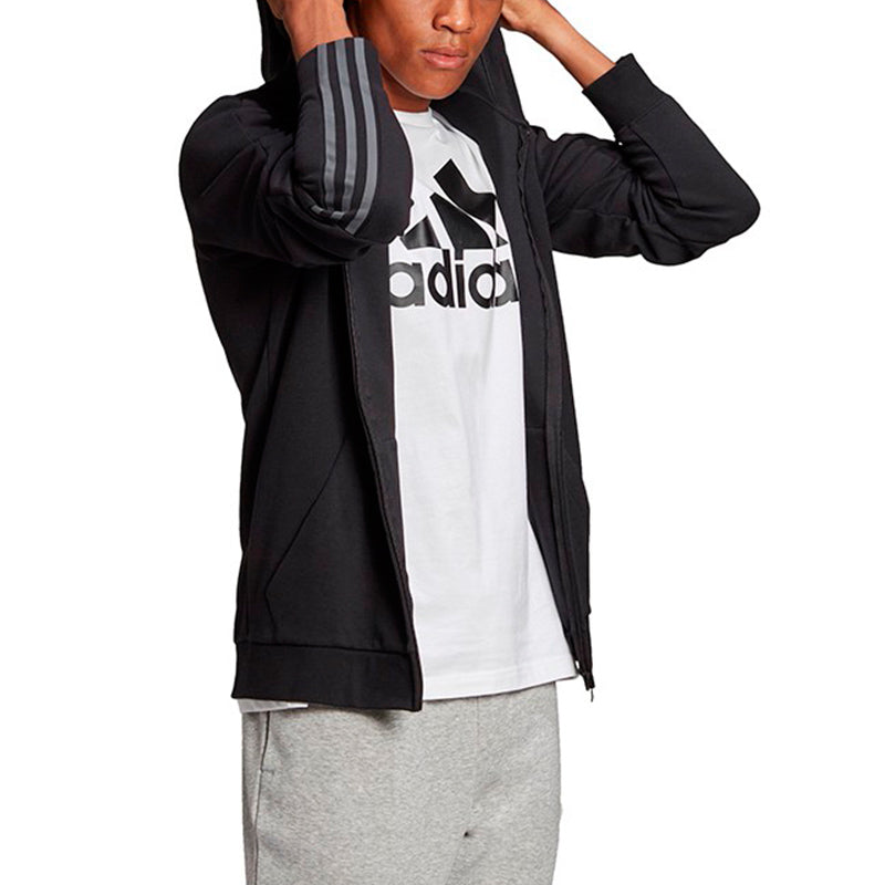 adidas Doubleknit Cut 3-Stripes Full-Zip Hoodie 'Black' GP8603