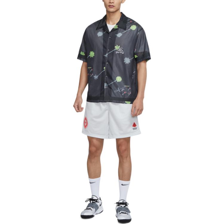Nike Cartoon Pattern Quick Dry Breathable Loose Basketball Short Sleeve Shirt Black DM8783-010