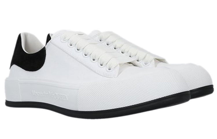 Alexander McQueen Deck Skate Plimsoll Lace Up 'White Black Suede' 654594W4MV79061