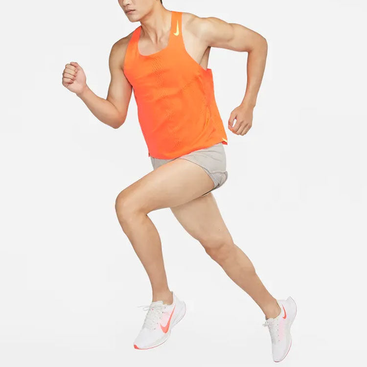 Men's Nike Solid Color Logo Breathable Quick Dry Running Training Sports Orange Vest DM4625-803