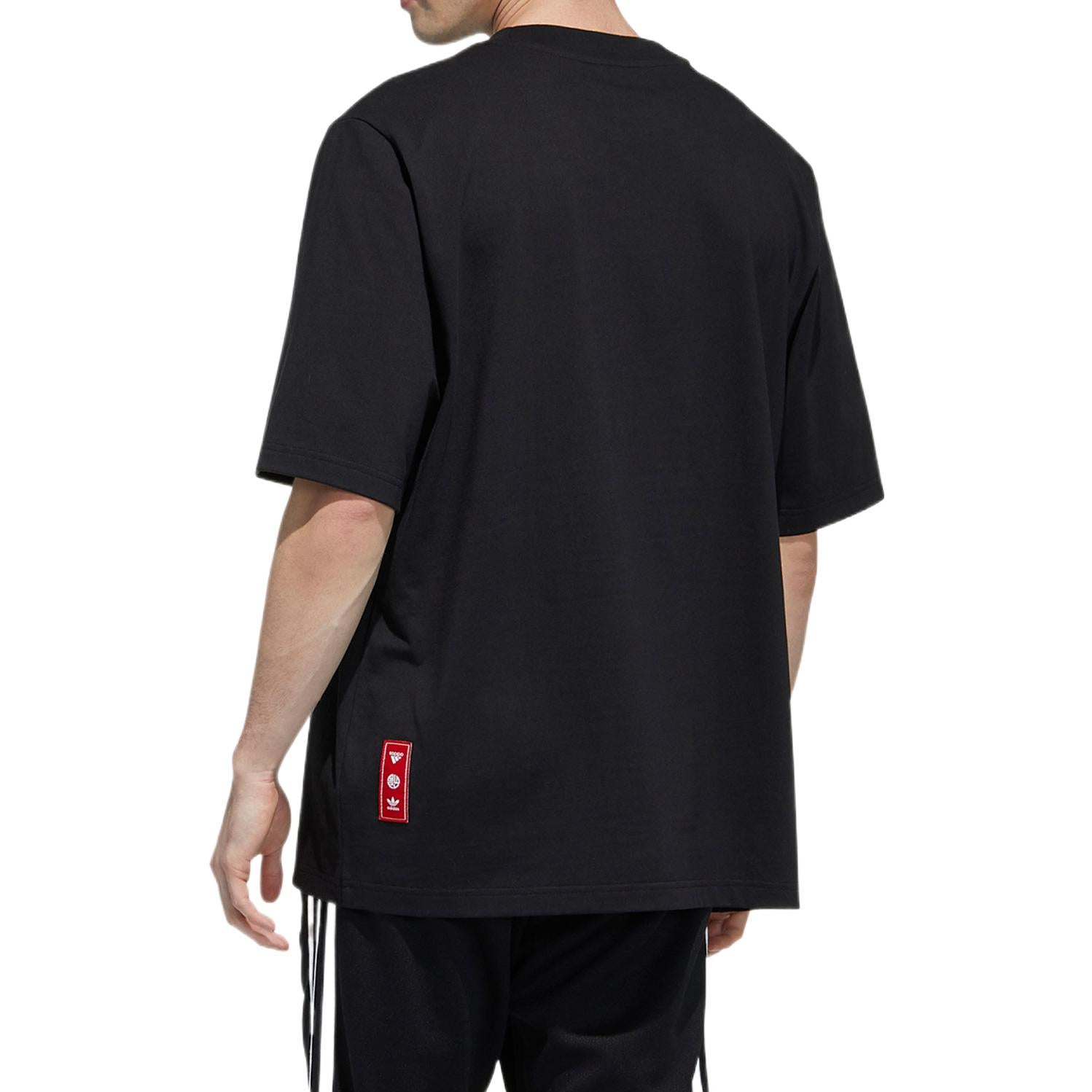 Men's adidas originals Printing Casual Sports Short Sleeve Black T-Shirt H09193