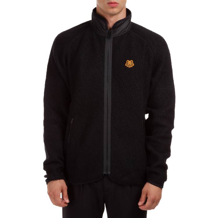 Men's KENZO Logo Embroidered Zipper Stand Collar Black FA65BL7604ML-99