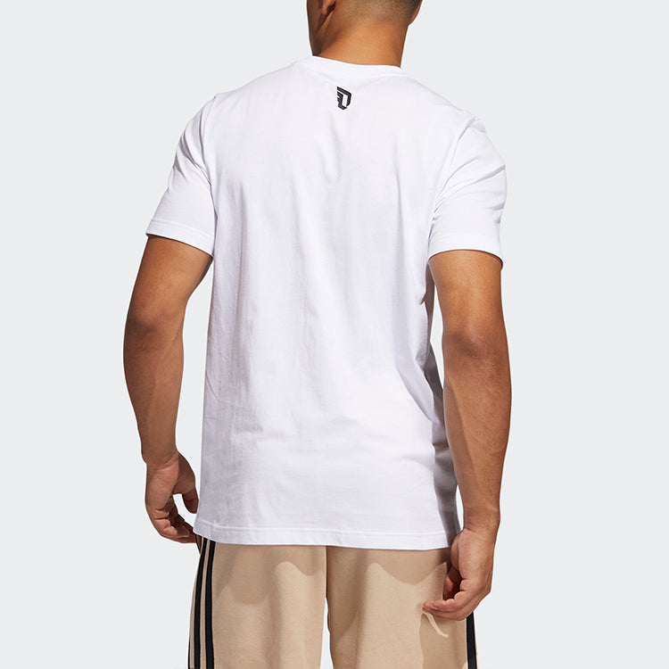 adidas Dame Avatar Pkt Lillard Basketball Sports Pocket Loose Round Neck Short Sleeve White GP3436