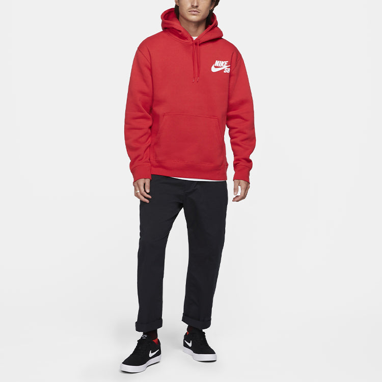 Nike SB Skateboard Icon Skateboard Hooded Long Sleeve Logo Pullover Sweatshirt Men's University Red CW7065-657
