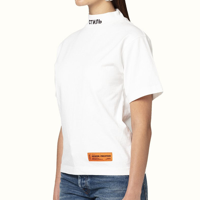 HERON PRESTON Collar Embroidered Logo Short Sleeve White HWAA021E20JER0010110