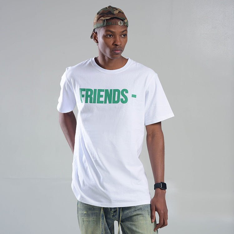 VLONE Friends Back Large Logo Short Sleeve Couple Style White Green VLTE17SS002-WT