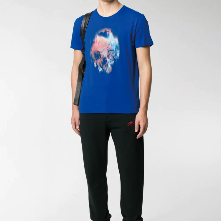 Men's Alexander McQueen Sprayed Skull Blue 595650QOZ600913
