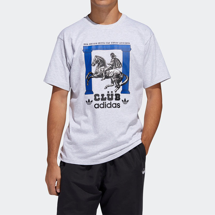adidas originals CLUBPILLARSTEE Printing Sports Short Sleeve Gray FM1451