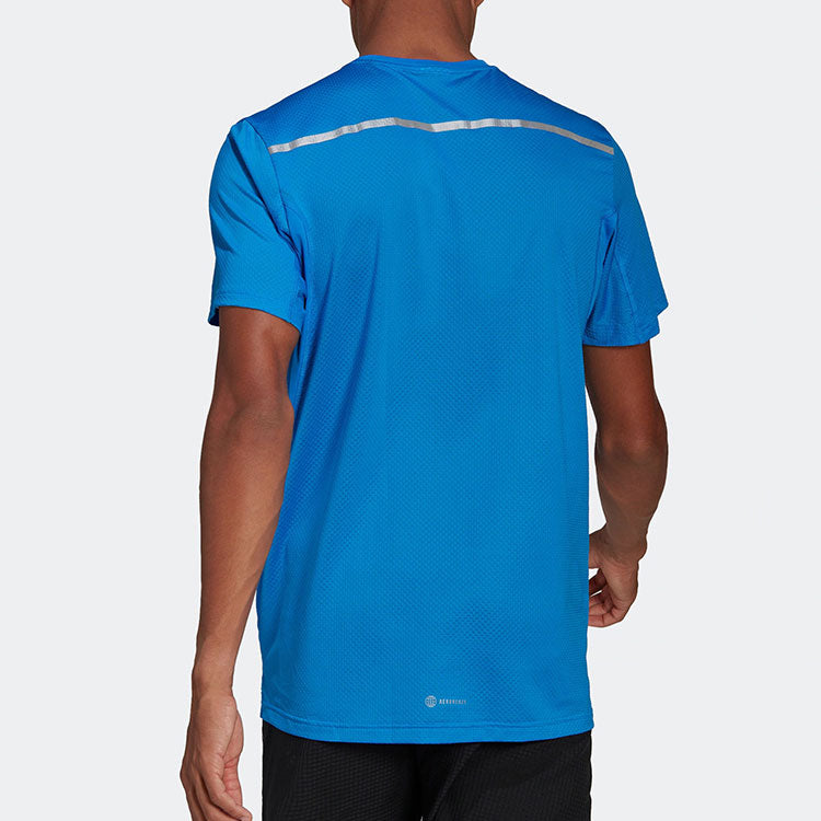 Men's adidas Solid Color Alphabet Logo Printing Short Sleeve Blue T-Shirt HB7463