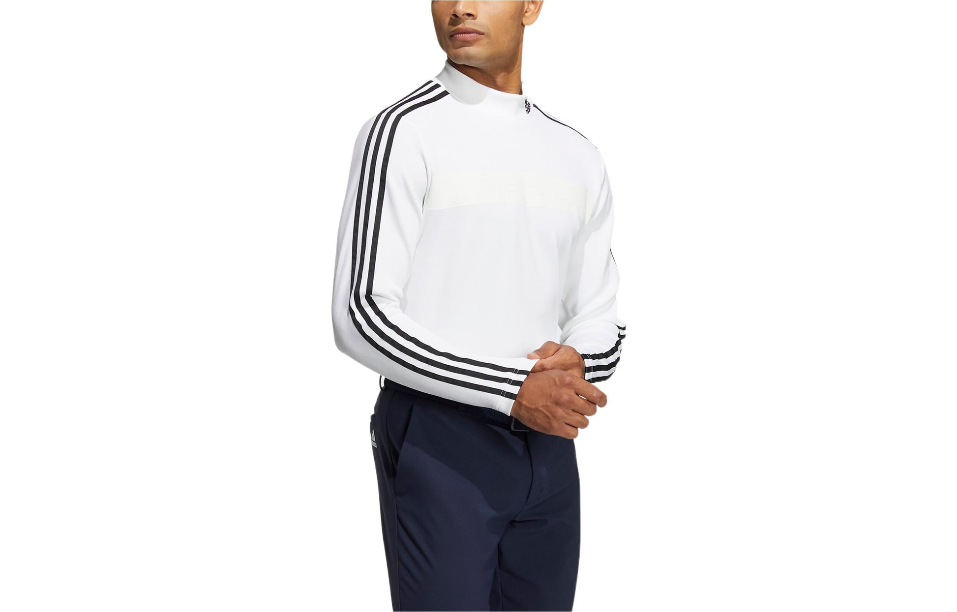 Men's adidas Side Classic Round Neck Sports Long Sleeves White T-Shirt HG8263