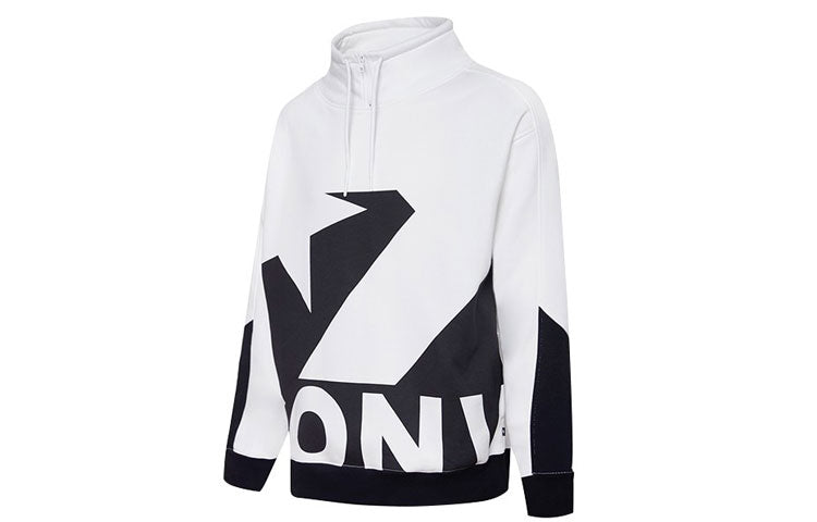 Men's Converse Contrasting Colors Logo Stand Collar Sports Pullover White 10019472-A01