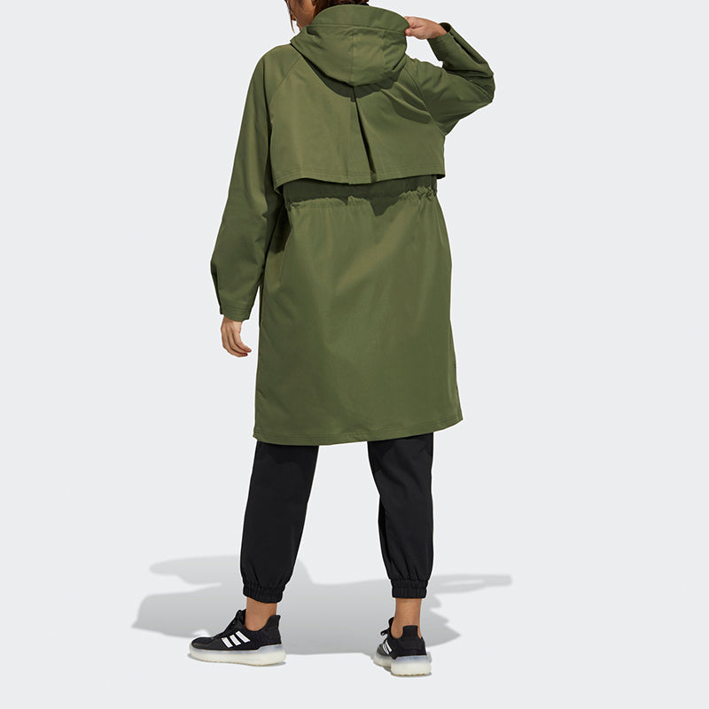 (WMNS) adidas Tech Jkt Long Casual Sports Fleece Lined Hooded Windbreaker Jacket Military Green GP0632