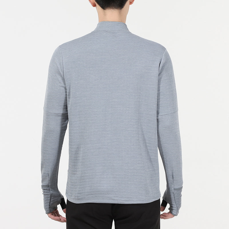 Men's Nike Sports Logo Solid Color Stand Collar Long Sleeves Light Grey T-Shirt DD5663-084