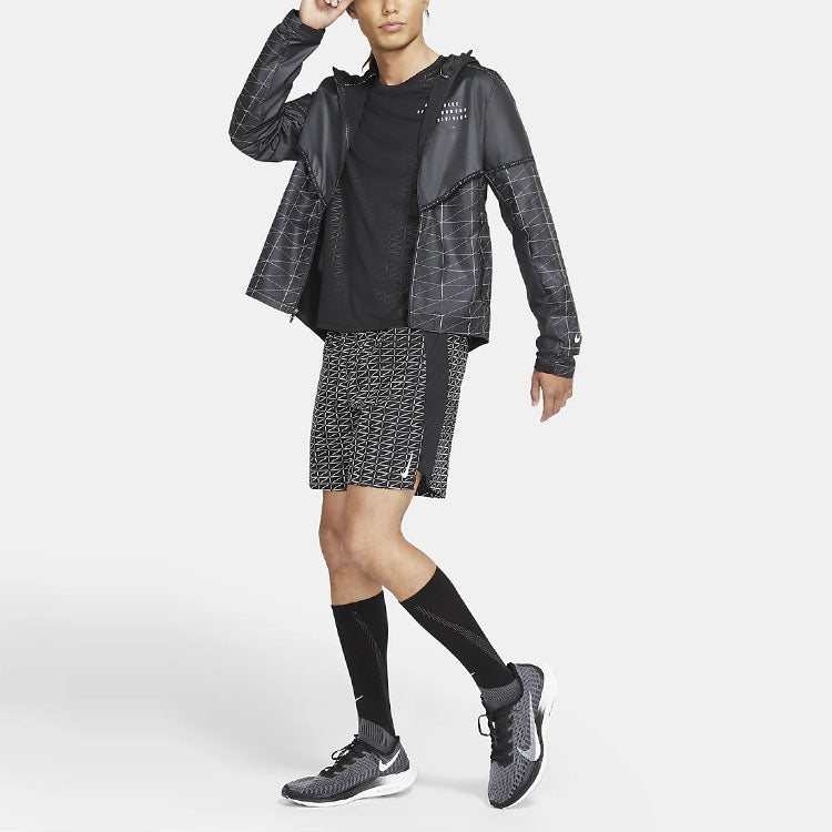 Nike Flash Run Division Solid Color Alphabet Running Jacket Black CU7869-010