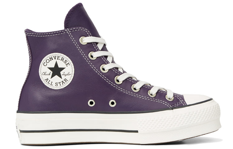 (WMNS) Converse Chuck Taylor All Star Platform Leather High Top Thick Sole White Purple 565852C
