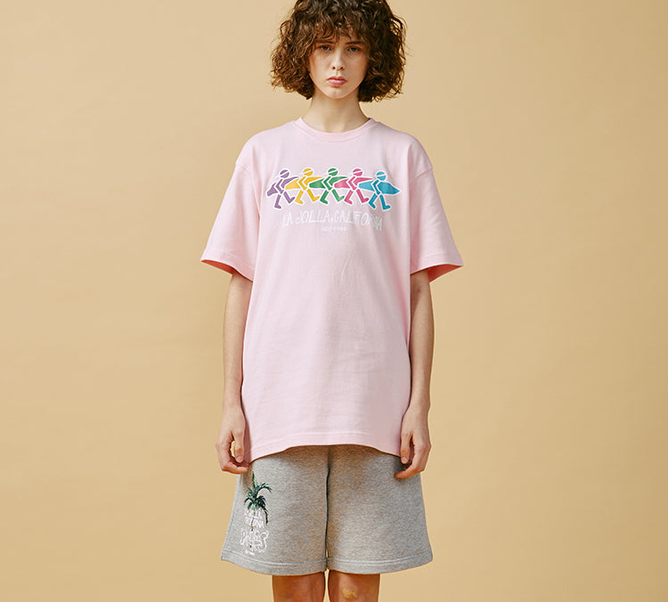 PJs Vigor Rainbow Surf Small Pattern Printing Cotton Short Sleeve Unisex Pink 20SSTS1026-P