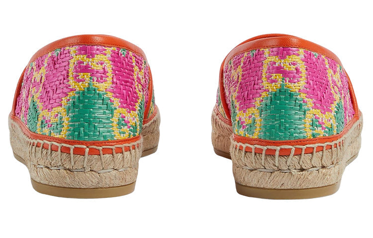 (WMNS) Gucci GG Espadrille Herringbone Straw Leather 'Multicolour' 703613-UYG10-8360