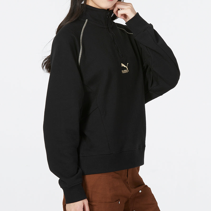 (WMNS) PUMA Das Cc Graphic Half-Zip Crew 'Black' 539911-01