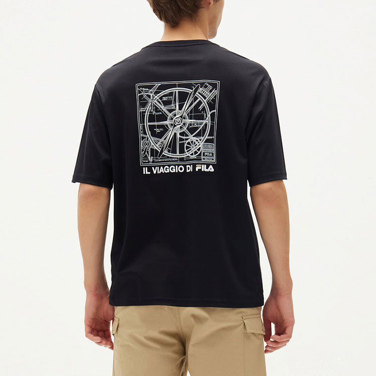 FILA Funny Logo Printing Sports Round Neck Short Sleeve Black F11M138151F-BK