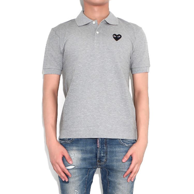 COMME des GARCONS PLAY Polo Black Emblem 'Grey' AZ-T078-051-1