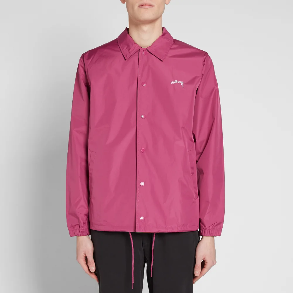 Stussy Back logo Printing Coach Jacket Unisex Rose Red 115394-PINK