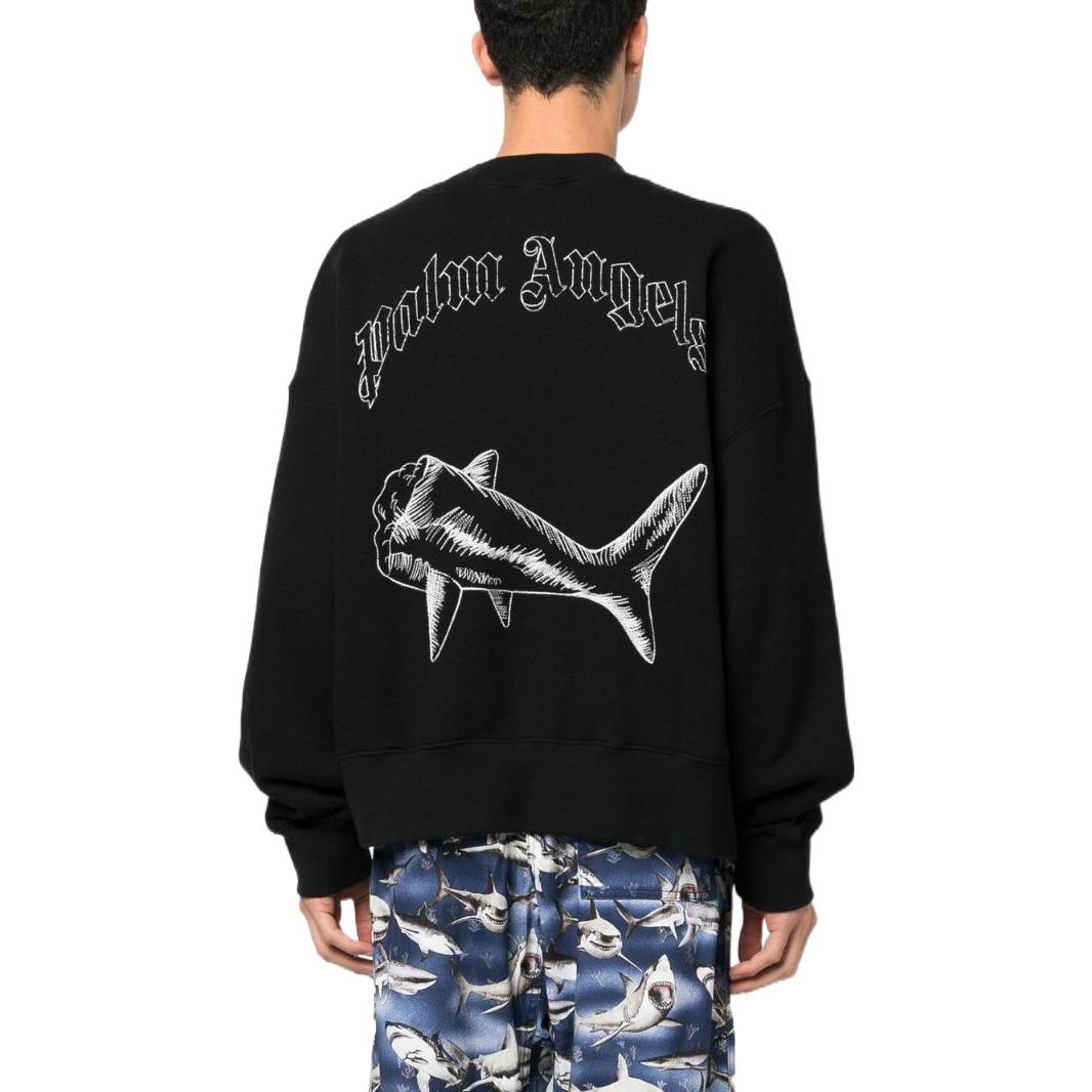 Palm Angels Split Shark Crew 'Black White' PMBA026S23FLE0061003