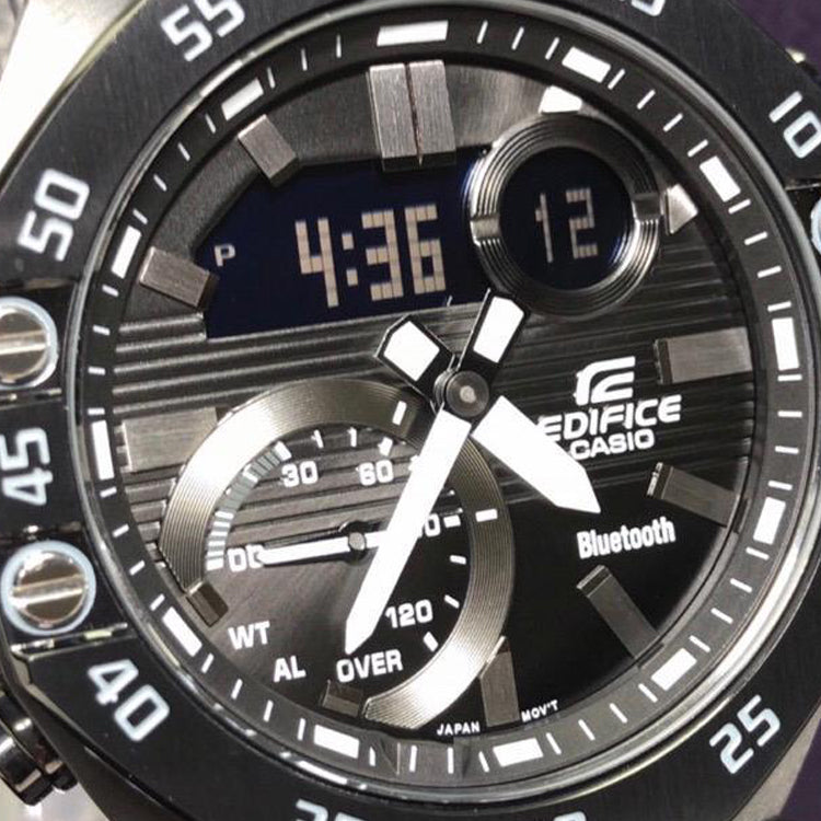 CASIO EDIFICE Mens Black Analog/Digital Combo ECB-10DC-1A