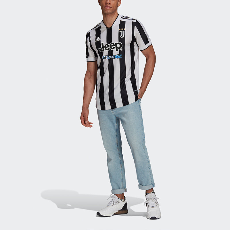 Men's adidas Juventus AU Player Edition 21-22 Season Home Soccer/Football Short Sleeve Black White T-Shirt GM7179