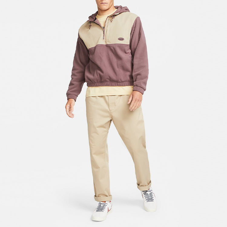 Men's Nike SB Therma-FIT Winterized Polar Fleece Splicing Skateboard Hooded Jacket Wine Red DA4224-646