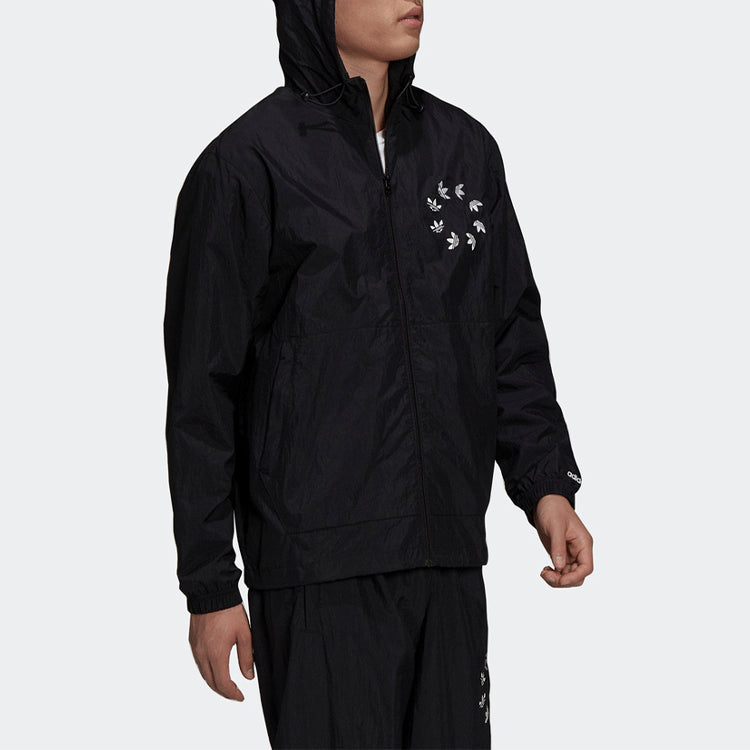 adidas originals Logo Pattern Hooded Jacket Black H35652