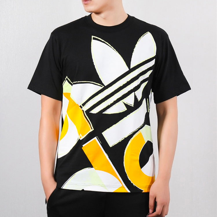 adidas originals Large logo Graffiti Sports Short Sleeve Black DV3287