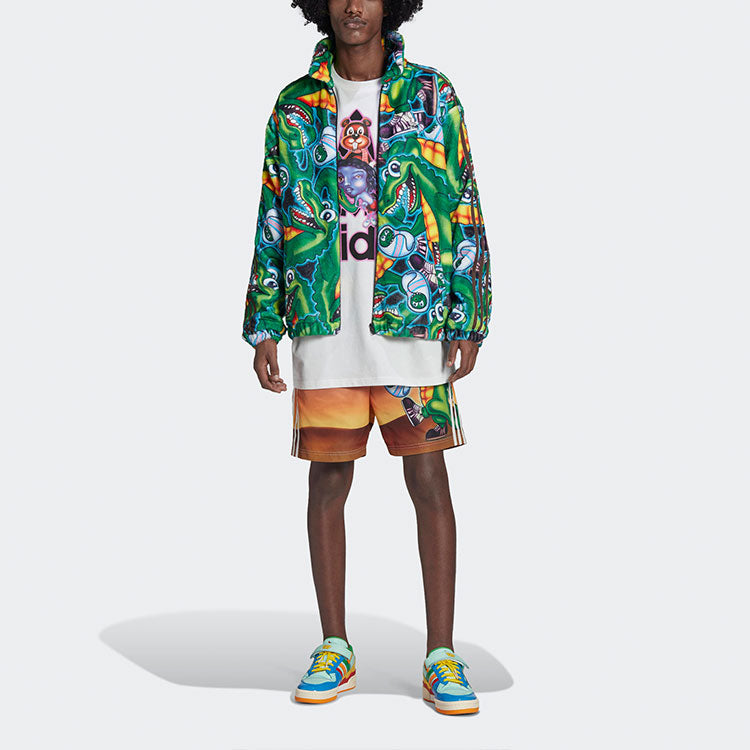 adidas originals x Kerwin Frost Crossover Cartoon Full Print lapel Jacket Green H66306