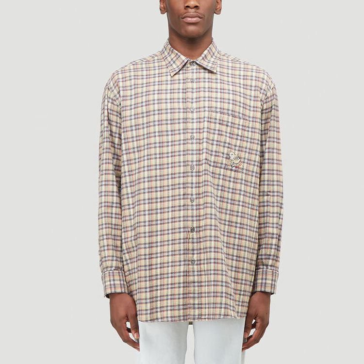 Gucci Chicken Embroidery Check Shirt 'Beige' 628325-ZAFD7-9128