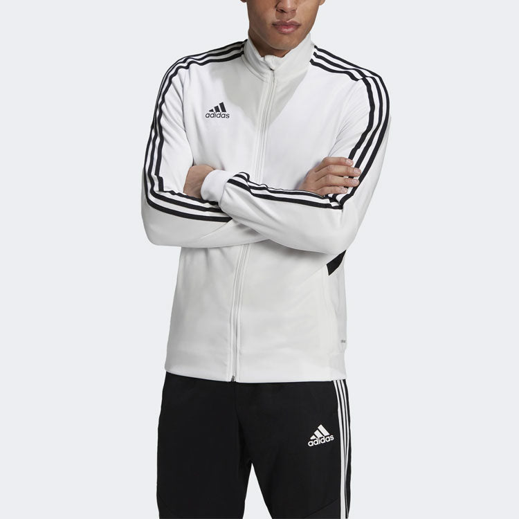 adidas Stripe Stand Collar Sports Jacket White DY0103