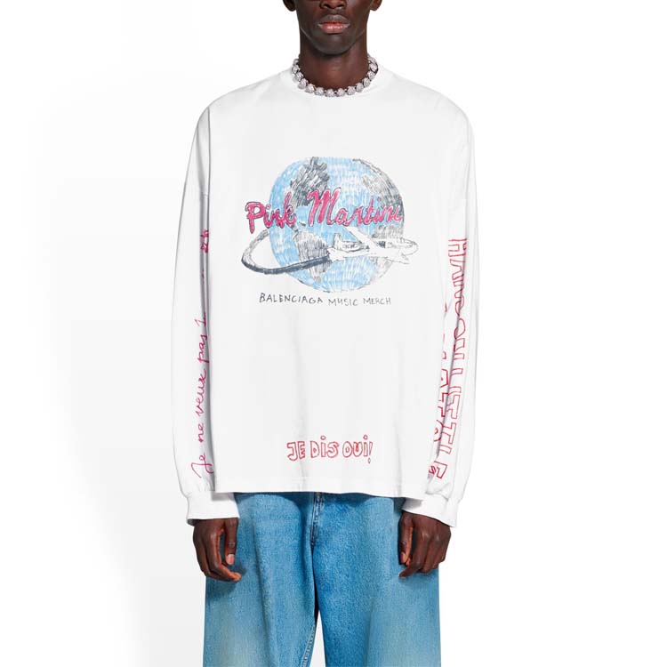 Balenciaga x Pink Martini Long Sleeve T-shirt Oversized 'Ecru' 699191TMVN99800